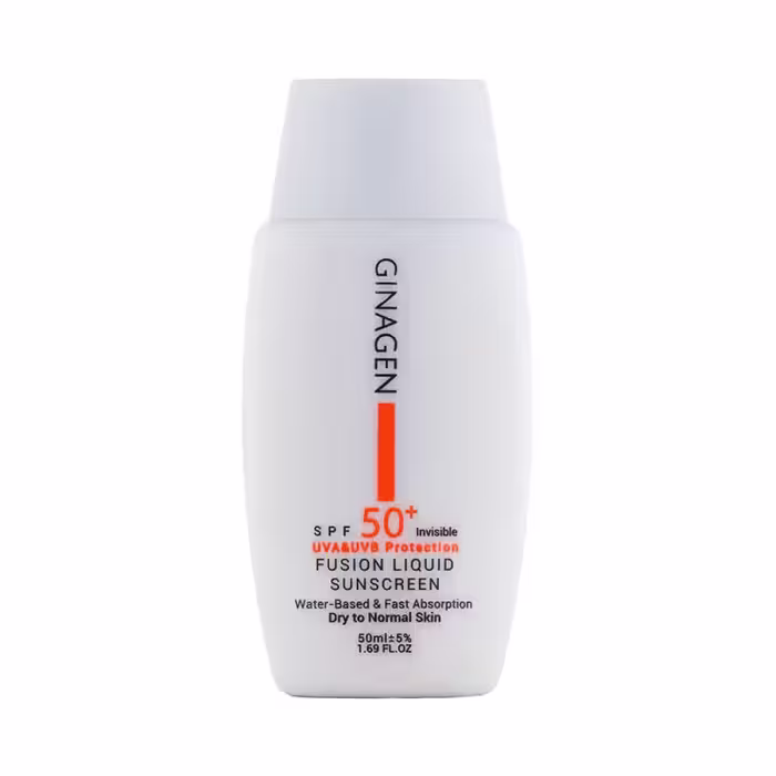 ضد آفتاب بی رنگ ژیناژن پوست خشک و نرمال ginagen sun screen for dry and normal skins SPF50