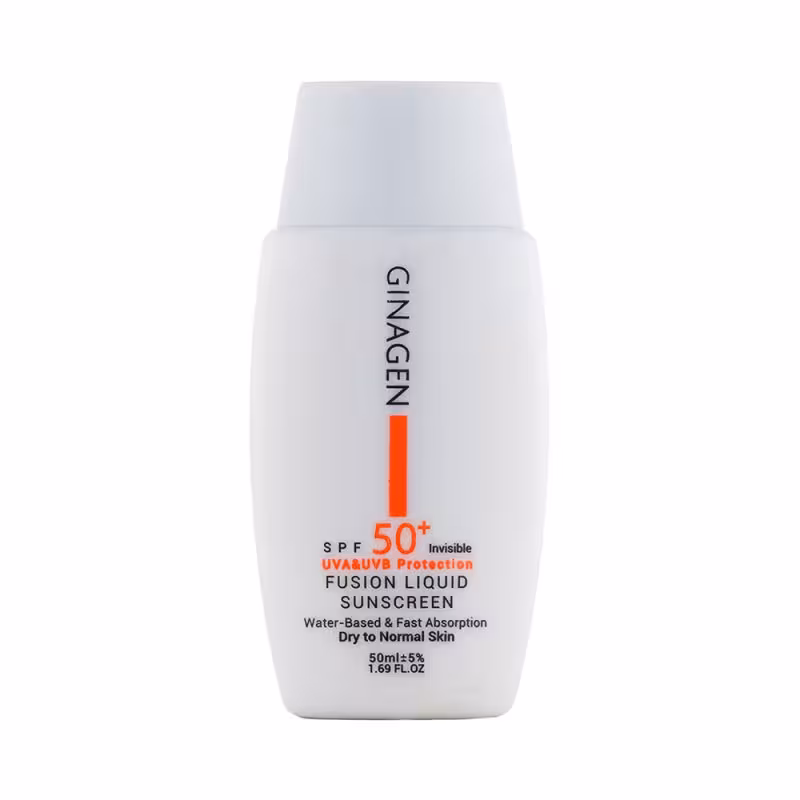 ضد آفتاب بی رنگ ژیناژن پوست خشک و نرمال ginagen sun screen for dry and normal skins SPF50