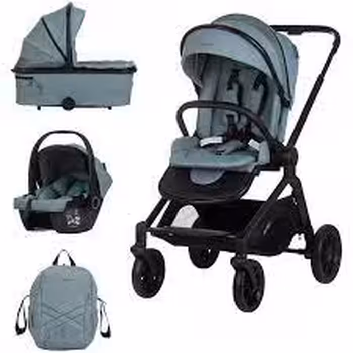 سرویس کالسکه کریر چیپولینو مگنوم اورجینال بلغارستان 4 تکه با کریکات و ساک لوازم و گرم کن پای کودک   Chipolino magnum