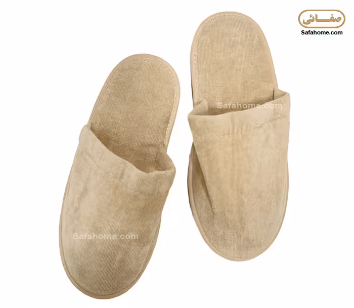 دمپایی حوله ای پودایران طرح ساده نسکافه ای