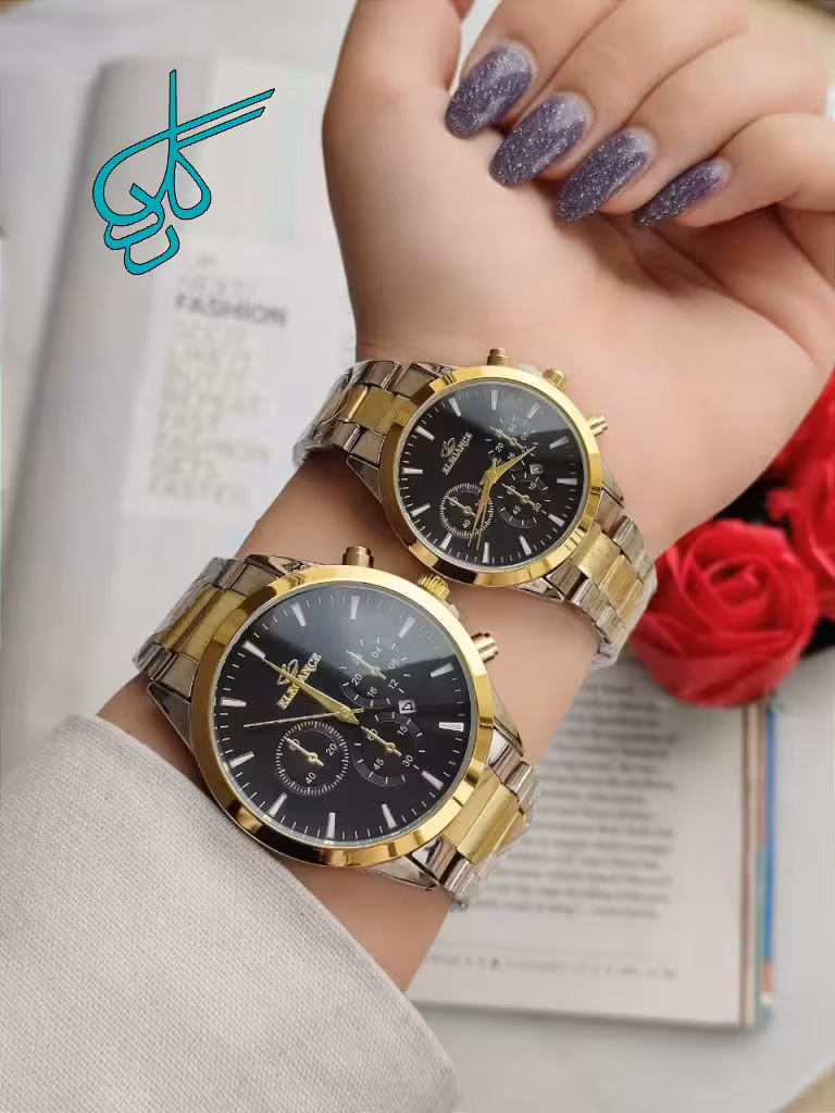 خرید ست ساعت مردانه و زنانه الگانس تقویم دار رنگ ثابت دارای رنگ بندی متنوع کیفیت عالی کد 2115697 - ردگل