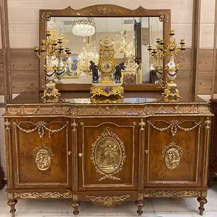 آینه و کنسول چوبی برنزکوب رایسا