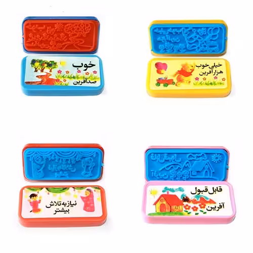 مهر تشویقی مستطیلی بسته 4 عددی