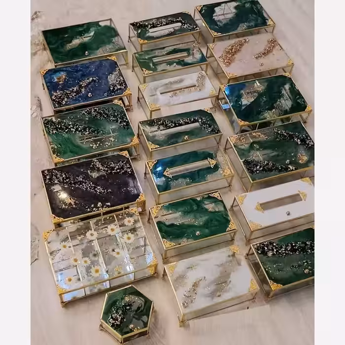 باکس تیبگ شیشه ای رزینی  جهیزیه عروس