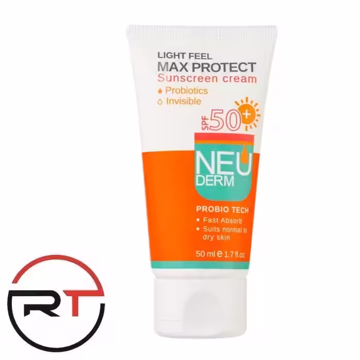 ضدآفتاب بی رنگ SPF50 نئودرم پوست خشک و معمولی