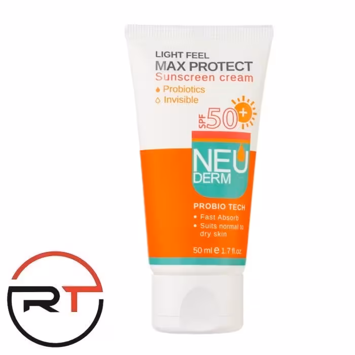 ضدآفتاب بی رنگ SPF50 نئودرم پوست خشک و معمولی