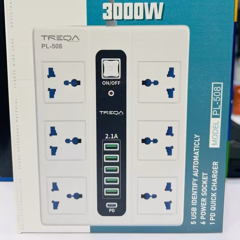 سه راهی چند راهی سیار برق پورت USB شارژ TREQA PL-508 برند معتبر و کیفیت عالی