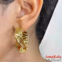 گوشواره دخترانه مینیمال طرح حلقه مارپیچی فشن رنگ طلایی کد GSH151761W