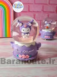 گوی موزیکال پمپی برفی چراغ دار سایز بزرگ طرح کورومی روی گل رز