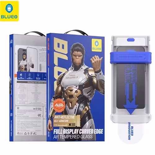 محافظ صفحه بلو سه بعدی با اپلیکاتور Blueo AR 3D Curved Hot Bending Tempered HD Glass with Applicator مناسب برای Apple iPhone 17 Pro Max
