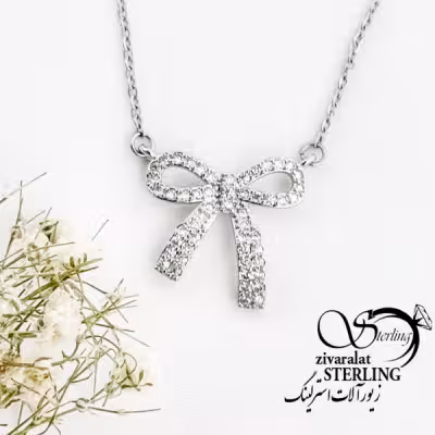 گردنبند پاپیون جواهری مارک استیل کد 17028