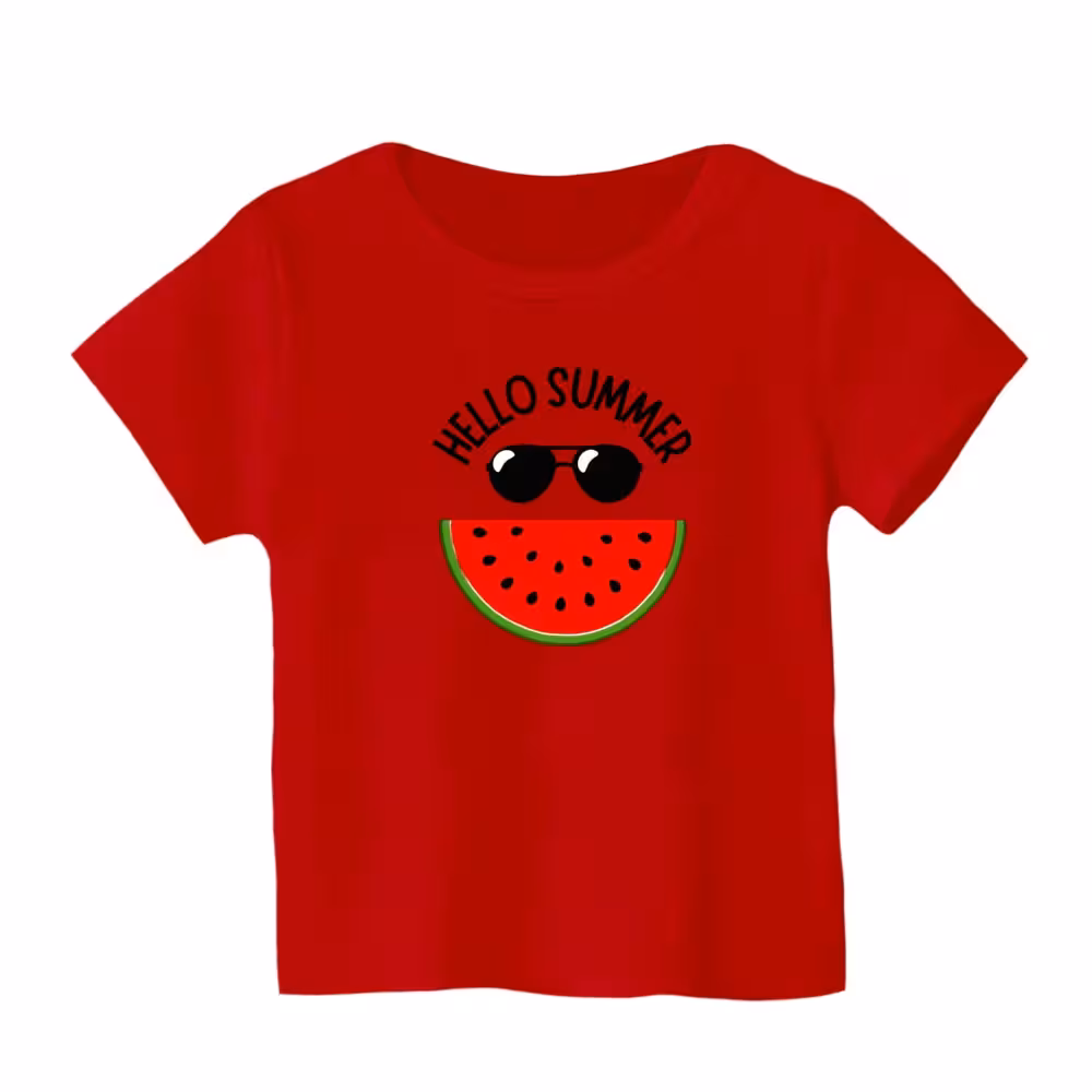 تی شرت آستین کوتاه بچگانه مدل هندوانه یلدایی کد 10 رنگ قرمز