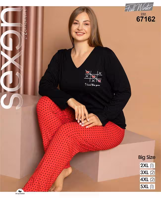 ست راحتی سایز بزرگ زنانه کد 67162