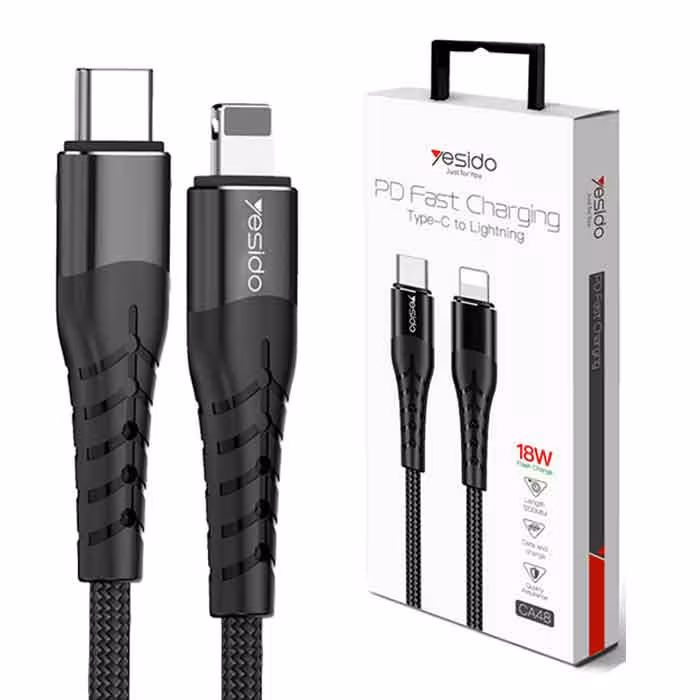 کابل Type-Cبه لایتنینگ یسیدو YESIDO CA48 طول 1.2 متر 2 آمپر 18 وات