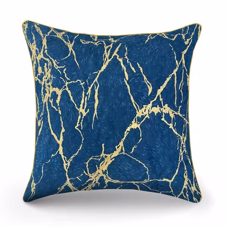 کوسن مربعی طرح ماربل مخمل طلاکوب