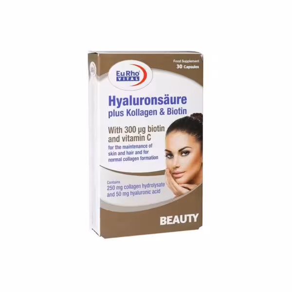 کپسول 30 عددی هیالورون سائور پلاس کلاژن و بیوتین یوروویتال-Eurhovital