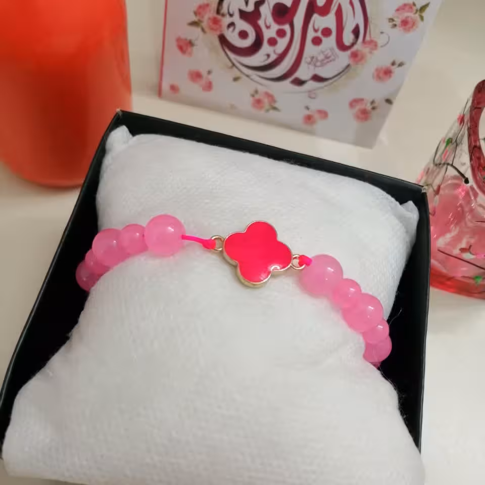 دستبند سنگ اصل جِید با پلاک رنگ ثابت 