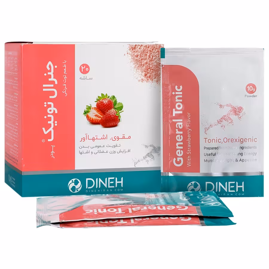 پودر جنرال تونیک با طعم توت فرنگی دینه 20 عددی