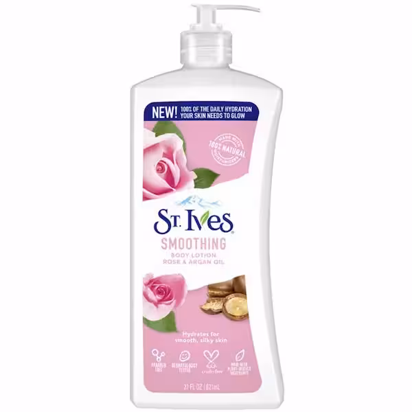 لوسیون بدن آبرسان عصاره رز و آرگان سینت ایوز St Ives Smoothing 621ml