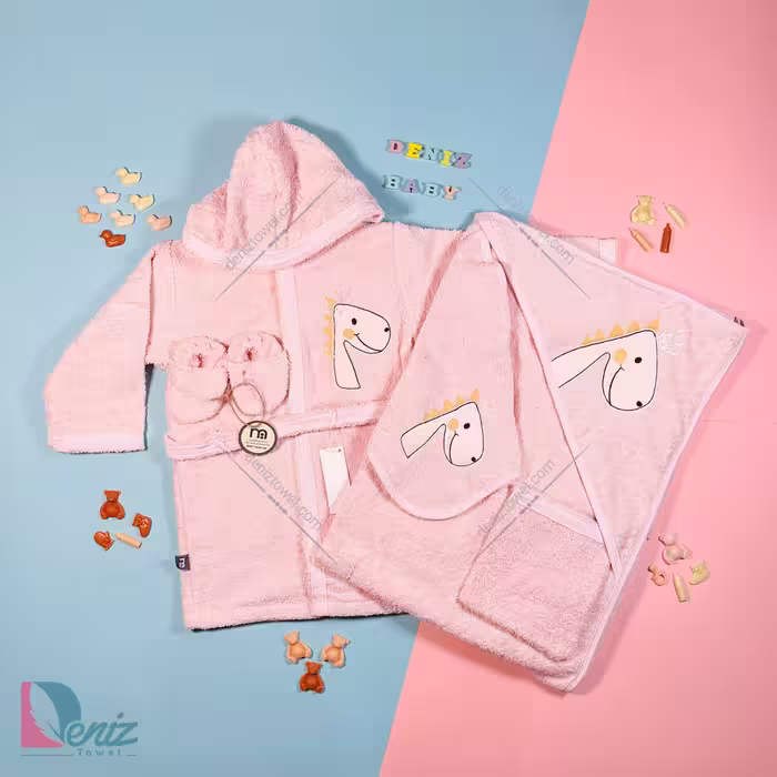 حوله نوزادی M-baby طرح دایناسور رنگ گلبهی
