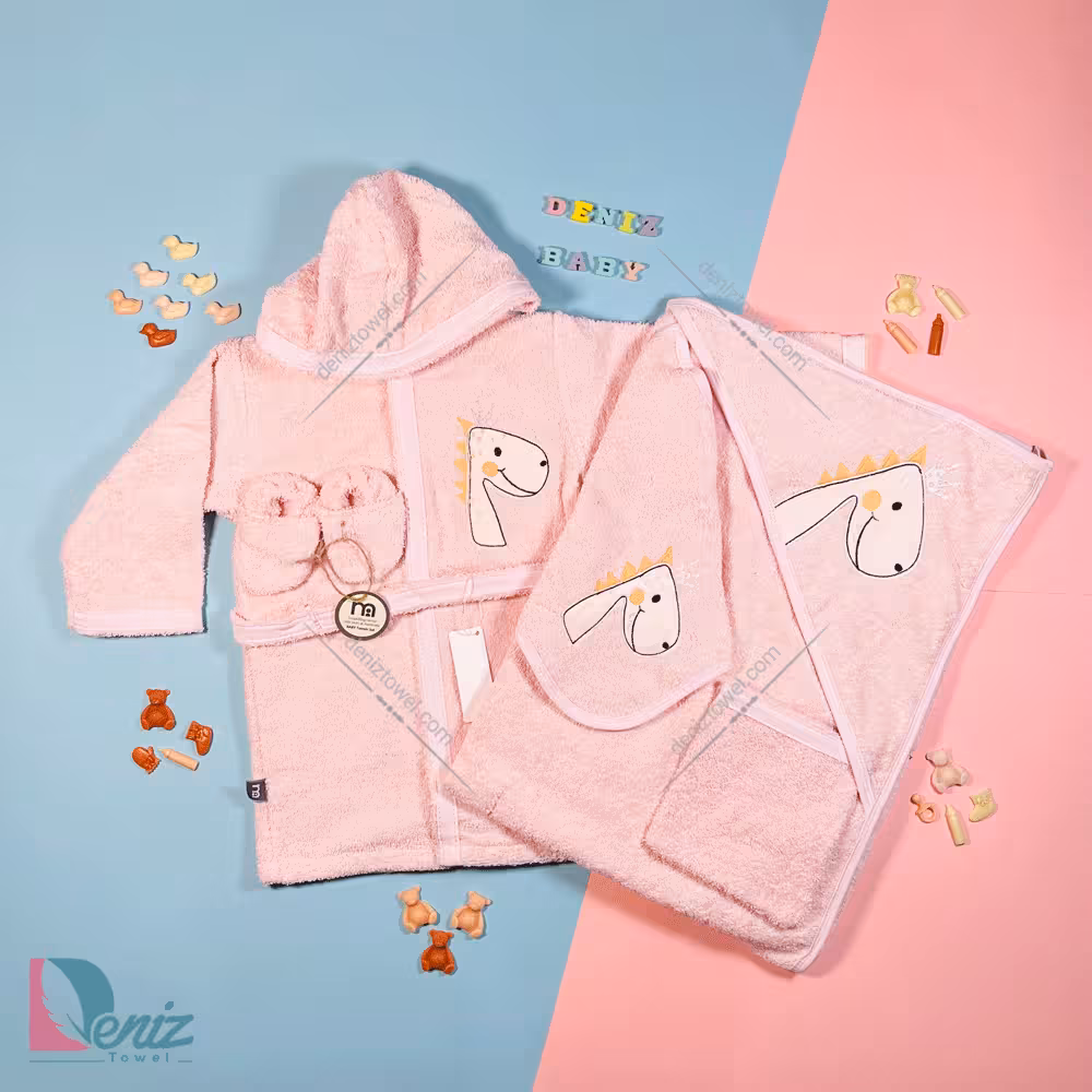 حوله نوزادی M-baby طرح دایناسور رنگ گلبهی