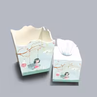 ست سطل و جا دستمال چوبی کودک طرح دخترک مهربون کد A2711