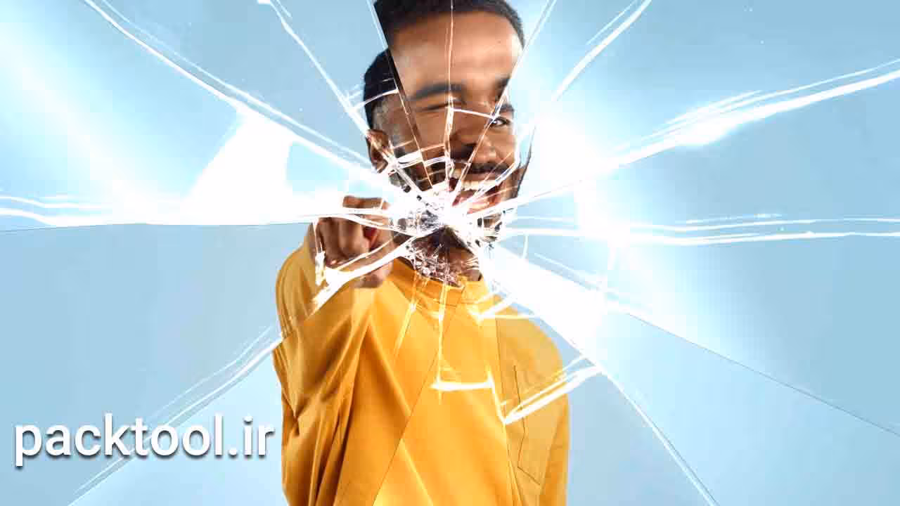 دانلود پروژه آمادهانتقال شیشه های شکسته افتر افکت Shattered Glass Transitions - پک تول