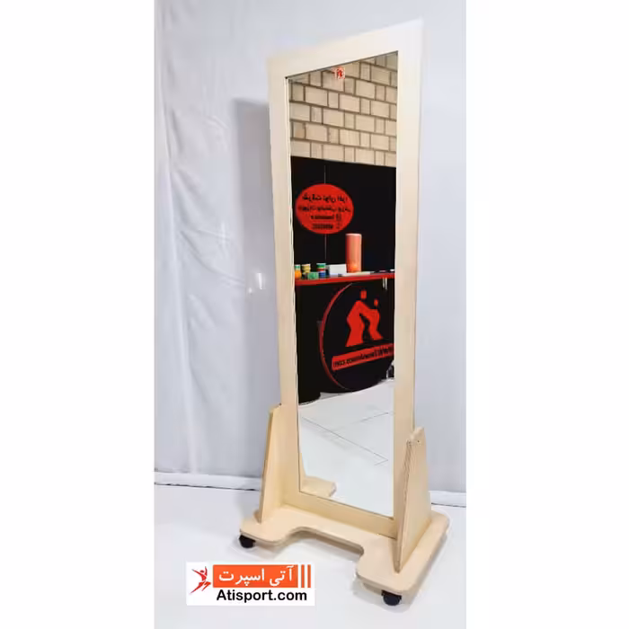 آینه قدی چرخدار چوبی