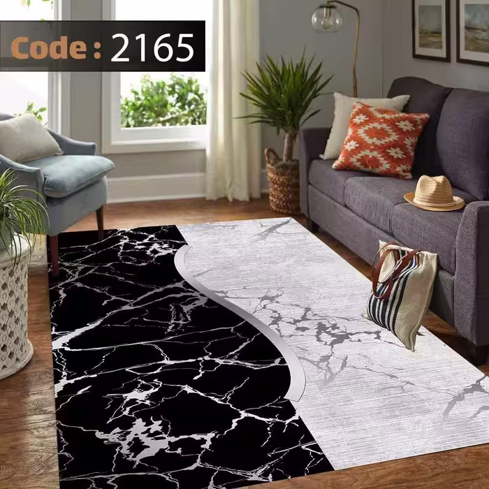 کاورفرش روفرشی دورکشدار گوشه لیفه ای طوسی کرم کد 2165