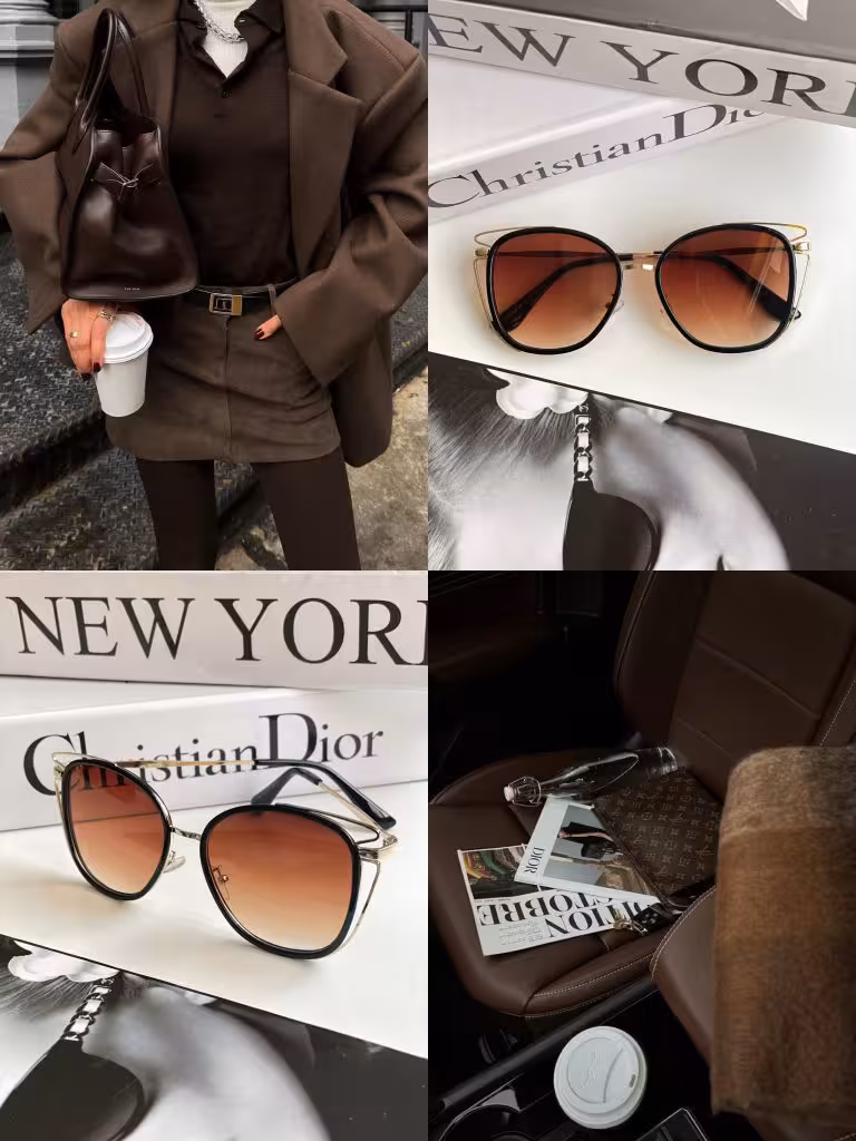 عینک افتابی برند Gucci شكلاتي یخی ترند دخترانه زنانه یووی400