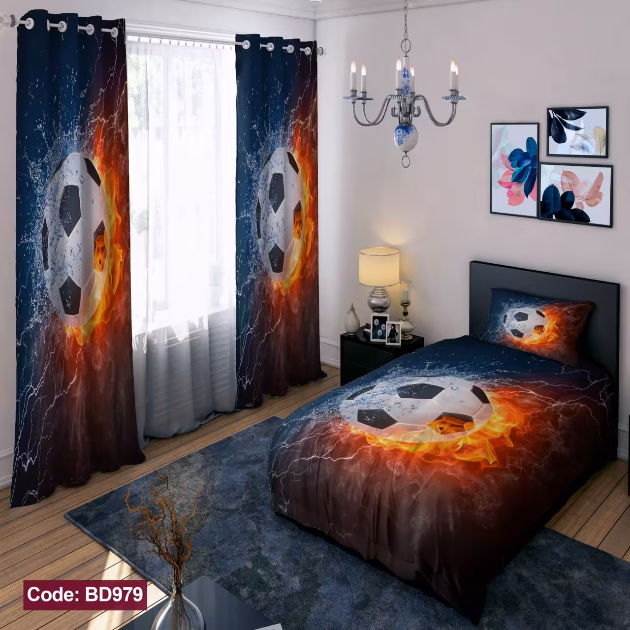 پرده پانچی مخمل چاپی پسرانه کد 979