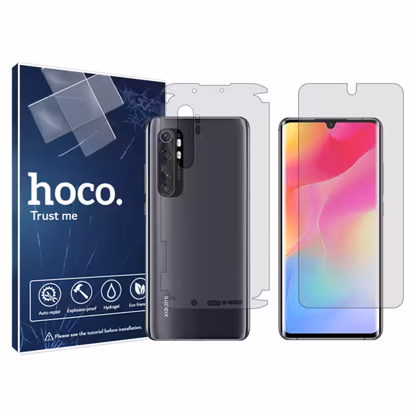 گلس صفحه نمایش و پشت گوشی شیائومی Mi Note 10 Lite Egypt مدل شفاف برند هوکو کد MS