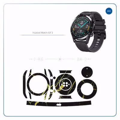 برچسب ماهوت طرح Graphite-Gold-Marble مناسب برای ساعت هوشمند هوآوی Watch GT2