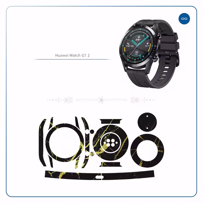 برچسب ماهوت طرح Graphite-Gold-Marble مناسب برای ساعت هوشمند هوآوی Watch GT2