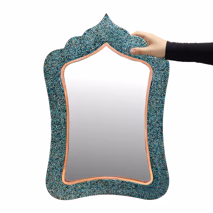 ست 3 تکه آینه و شمعدان فیروزه کوبی مدل لاله کد 555655