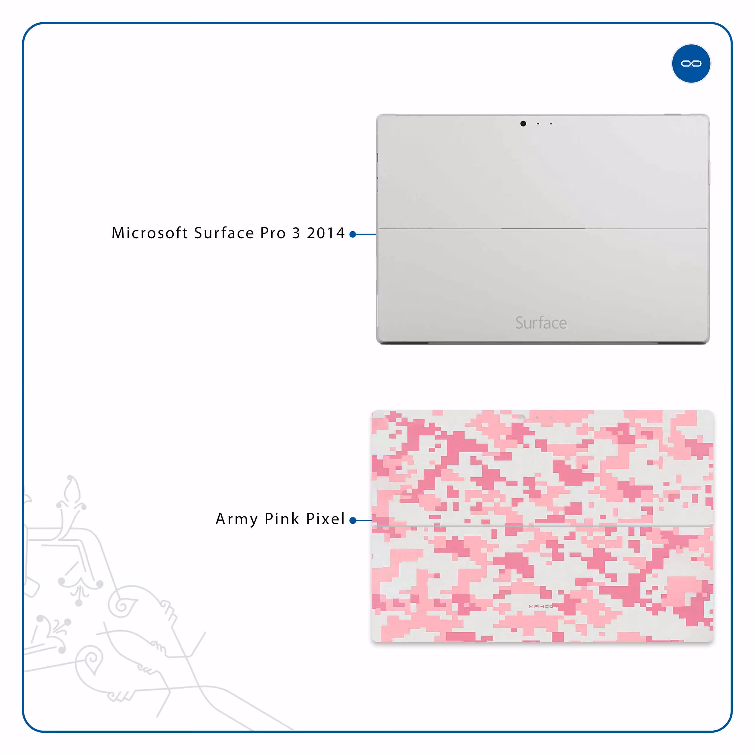 برچسب پوششی ماهوت مدل Army-Pink-pixel مناسب برای تبلت مایکروسافت Surface Pro 3 2014