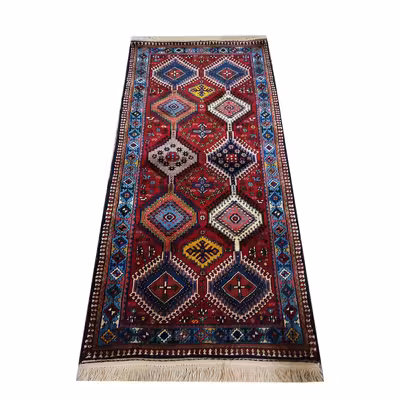 فرش دستباف کناره طول دو متر طرح لوزی مدل AA