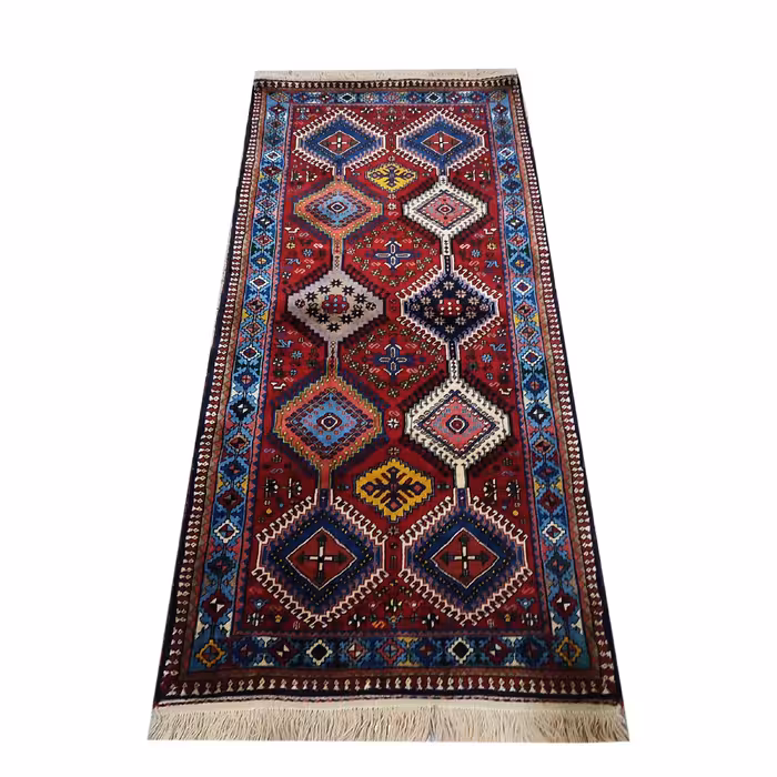 فرش دستباف کناره طول دو متر طرح لوزی مدل AA