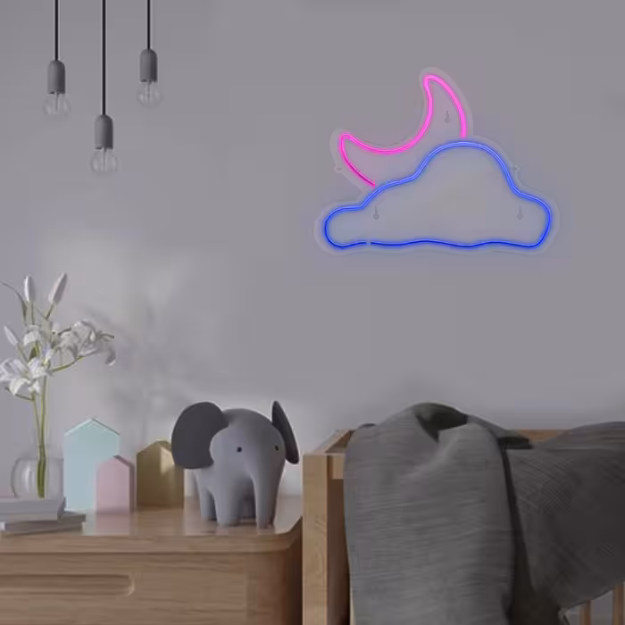 چراغ دیواری نئون دیزاین طرح Cloud-Vs-Moon_BL