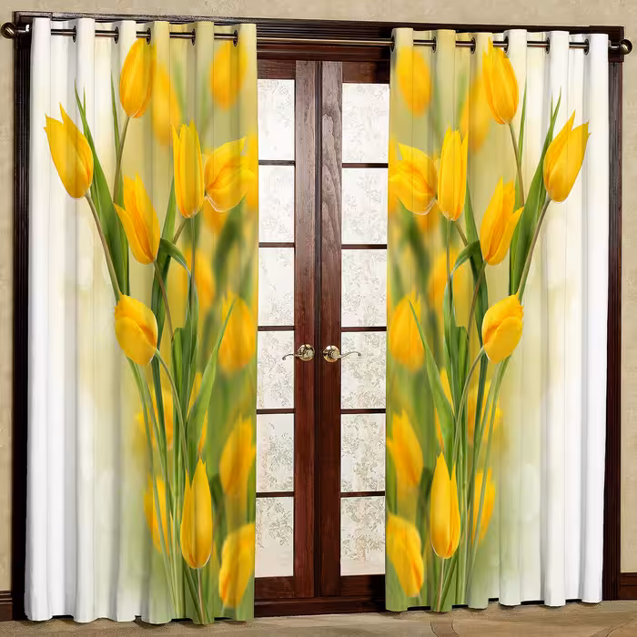 پرده مدل گل لاله مخمل پانچی کد 1955 سایز 200x140 سانتی متر