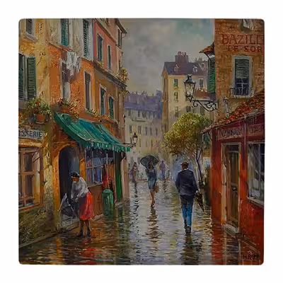 زیر لیوانی  طرح نقاشی کوچه اروپایی کد    4806311_3581