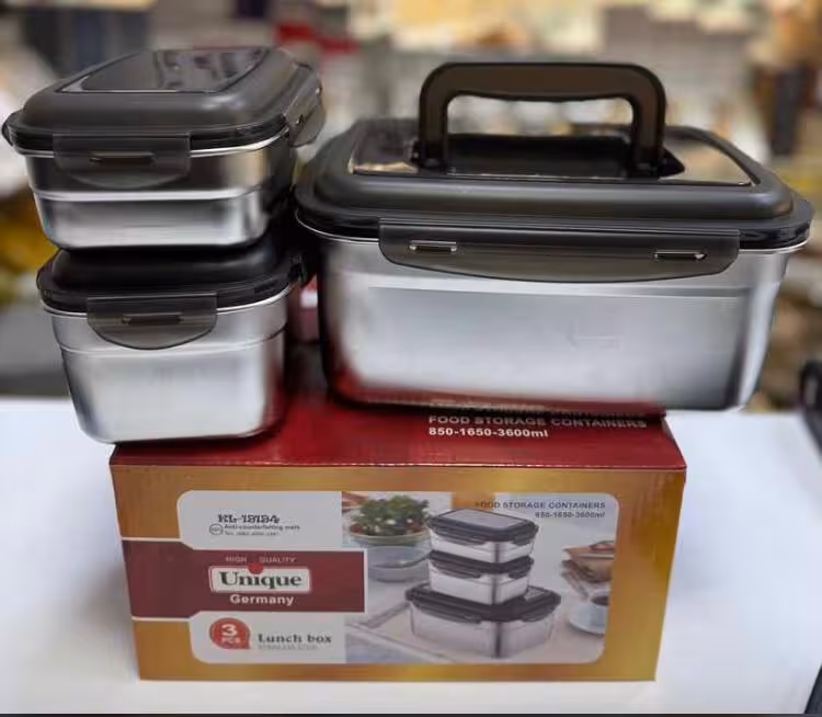 ظرف غذای استیل یونیک مستطیلی سه سایز بزرگ