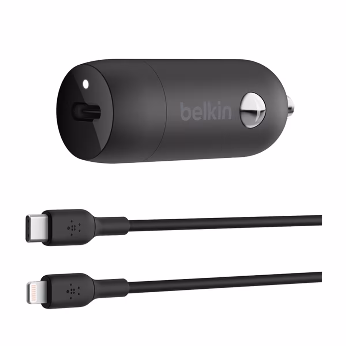 شارژر فندکی بلکین مدل CCA004bt توان 30 وات به همراه کابل USB-C‌ به لایتنینگ