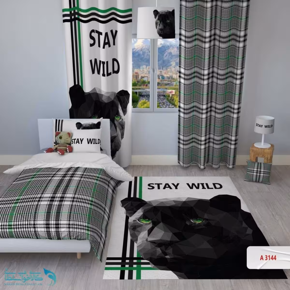 روتختی اتاق کودک طرح ببر سیاه سایز یکنفره کد A3144