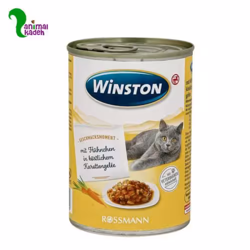 کنسرو وینستون گربه با طعم مرغ در ژله هویج 400 گرمی