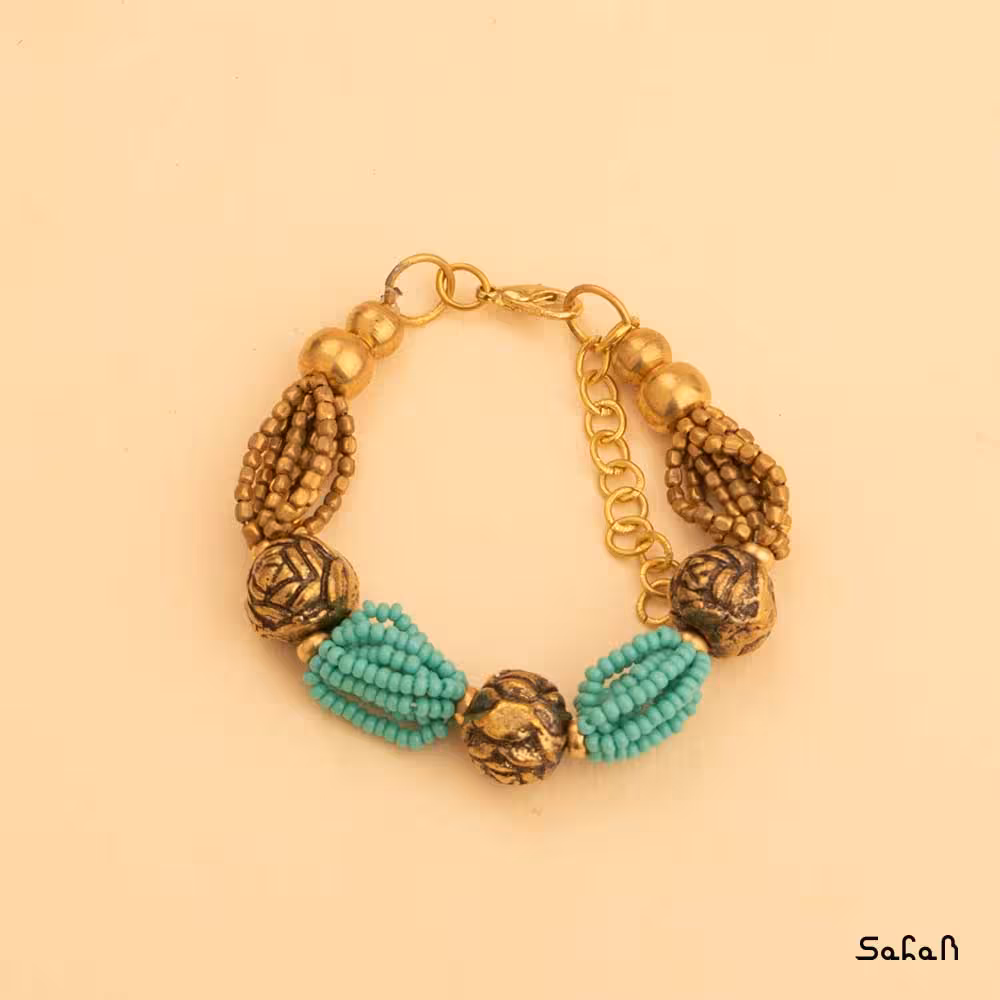 دستبند هندی برنجی منجوقی