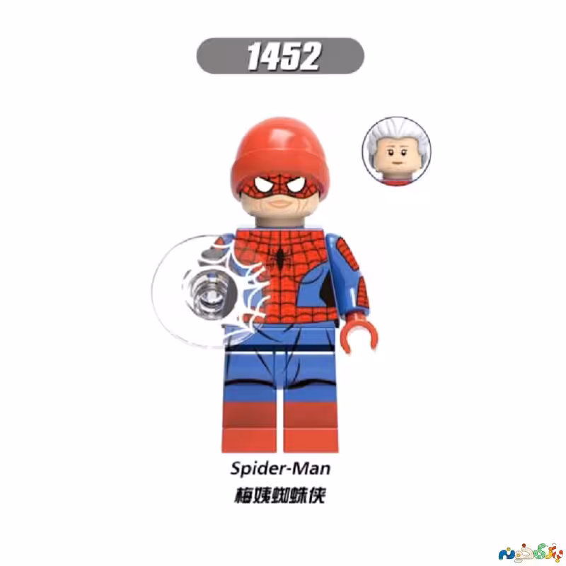 لگو مردعنکبوتی قرمز و آبی کد 1452 وارداتی پایه دار بدون جعبه کیفیت درجه یک ارتفاع 4 سانت