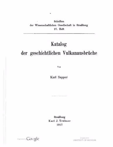 خرید و دانلود نسخه کامل کتاب Katalog der geschichtlichen Vulkanausbrüche