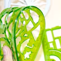 خط کش ژله ای جفتی دارای اشکال هندسی شابلون دو عددی ژله ای در رنگ های زرد آبی صورتی نارنجی و... 