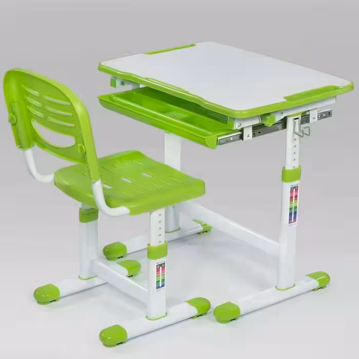 میز تحریر دبستانی با پایه های قابل تنظیم رنگ سبز